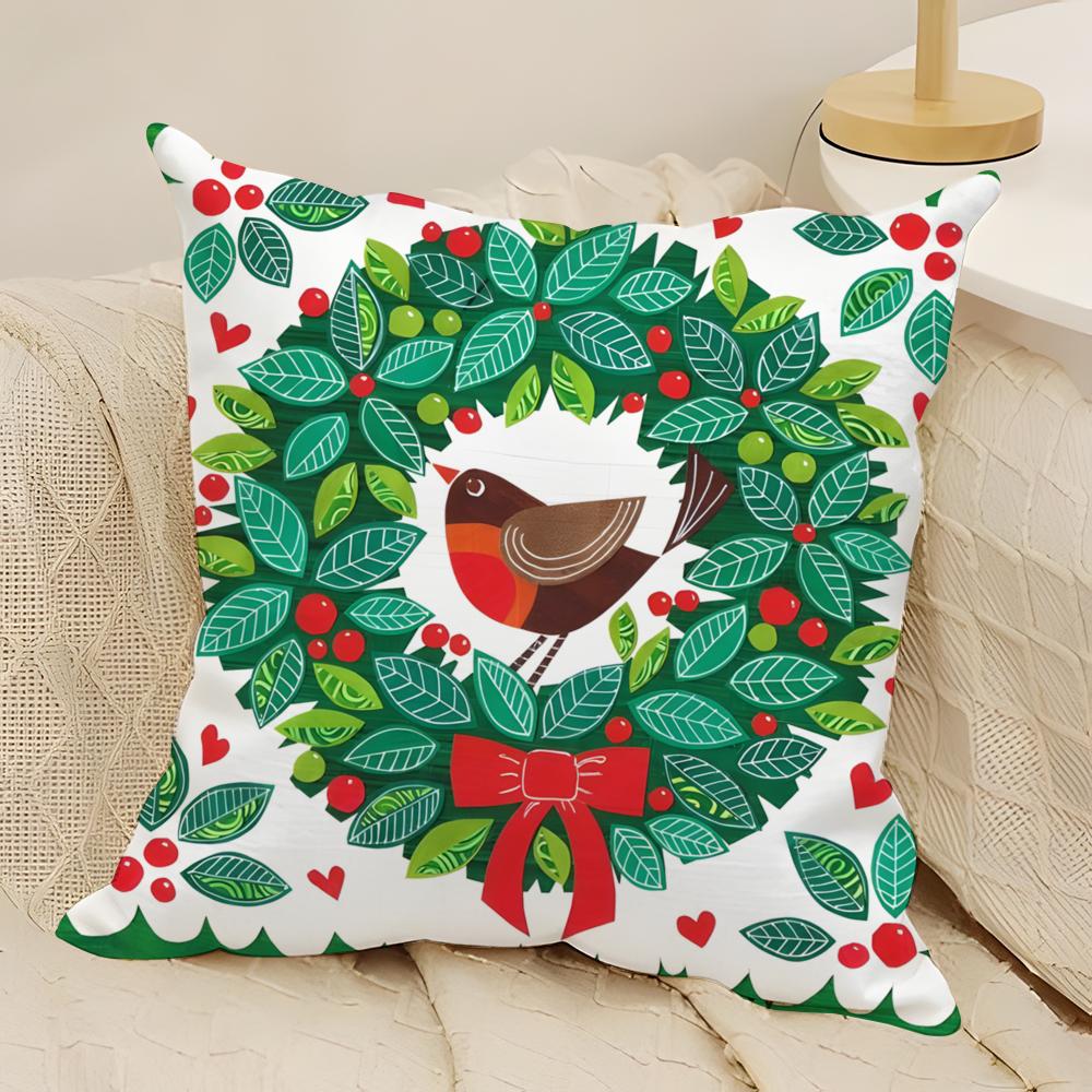 Fashing Snowflake Animal Print Pillow Case Natural Linen Double-Sided Printing Sofa Home Decor Cushion Cover
