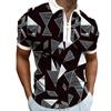 New Fashion Casual Men's Print Short Sleeve Sports Zipper POLO Shirt Top