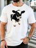 Cute Hole Breaking Holstein Calf Graphic Unisexs Cotton Crew Neck Tee Short Sleeve Loose Farm Casual Daily Street Male Top