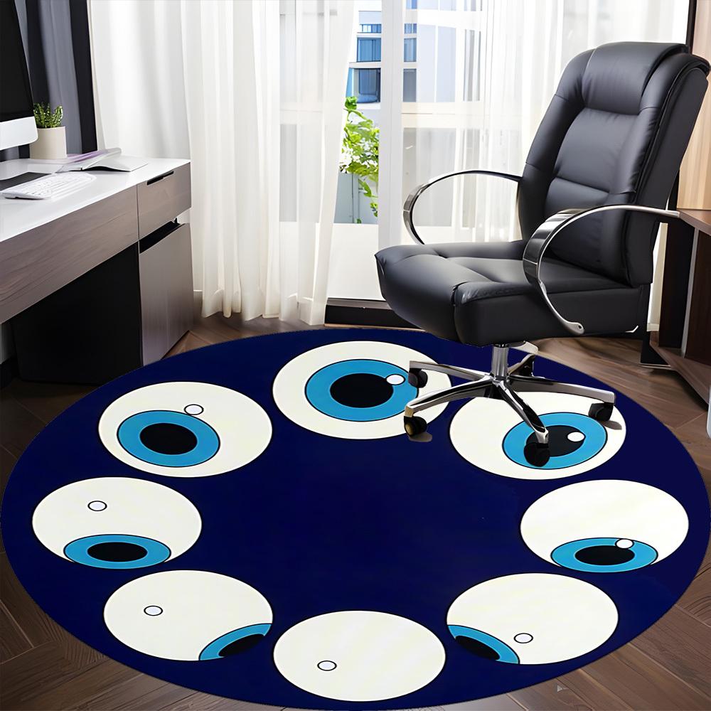 1pc Eyes Circle Office Round Area Rug, Under Office Chairs Bedroom Living Room Home Decor, Room Deco, Available in Various Sizes