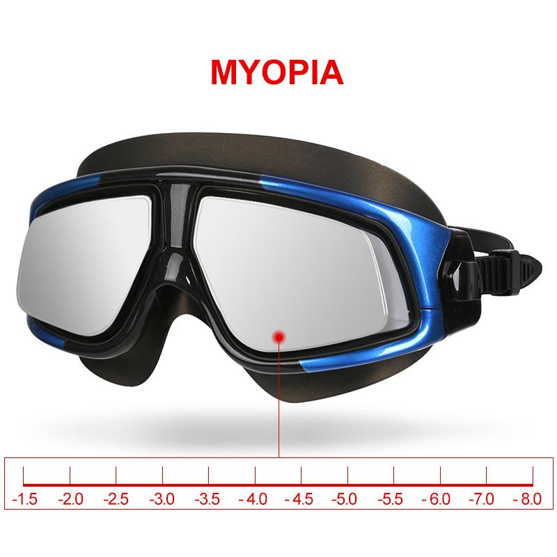 Copozz Nearsighted Swimming Goggles Waterproof Anti Fog UV Eyewear Silicon Mirrored Large Frame Unisex Sport Myopia Swim Mask Li Practical Use