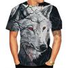 Camisetas de Hombre de Verano con Cuello Redondo y Estampado 3D de Lobo, Modernas y Casuales de Manga Corta