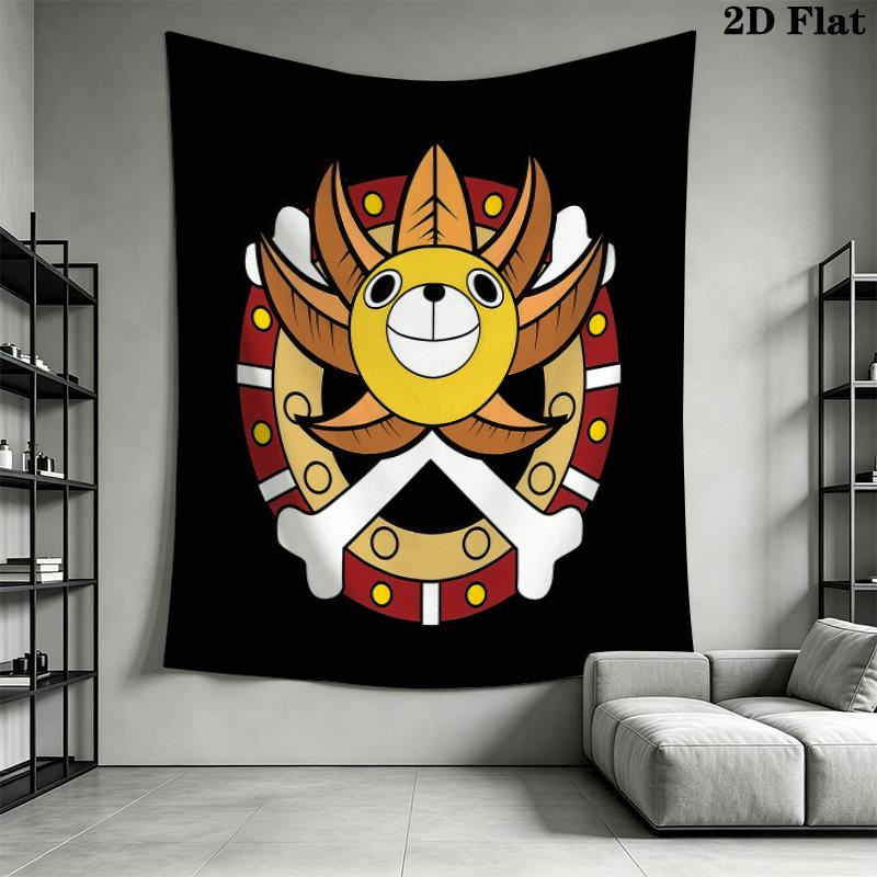 Tenture murale logo Jolly Roger One Piece Accroche murale esthétique Couverture en tissu imprimé Tentures décoratives pour chambre à coucher salon Décoration de maison
