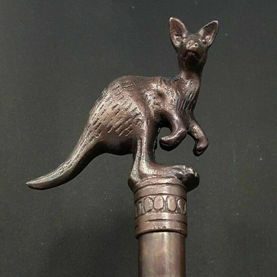 Brass Antique Rabbit Shape Designer Head Handle Style Walking Stick Cane Red Wood Two Fold Unique Handle Cane Gift