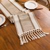 Bohemian Table Runner Striped Table Runner with Tassels Rustic Fringed Table Runner for Home Farmhouse Dining Table