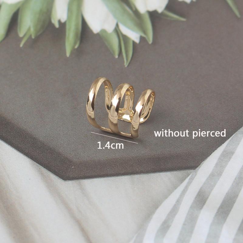 Gold Ear Cuff Without Piercing Ear Clips for Women Simple Metal Clips On Punk Personality Clip Earrings Party Gift