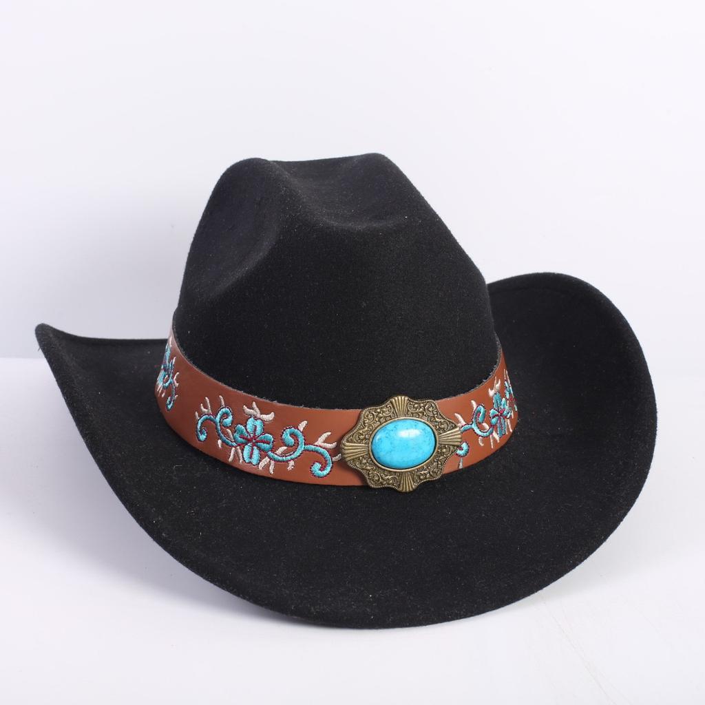 Popular European and American Fashion OL Style One-word Cowboy Hat Men's and Women's High-end Top Hat Jazz Hat Felt Hat