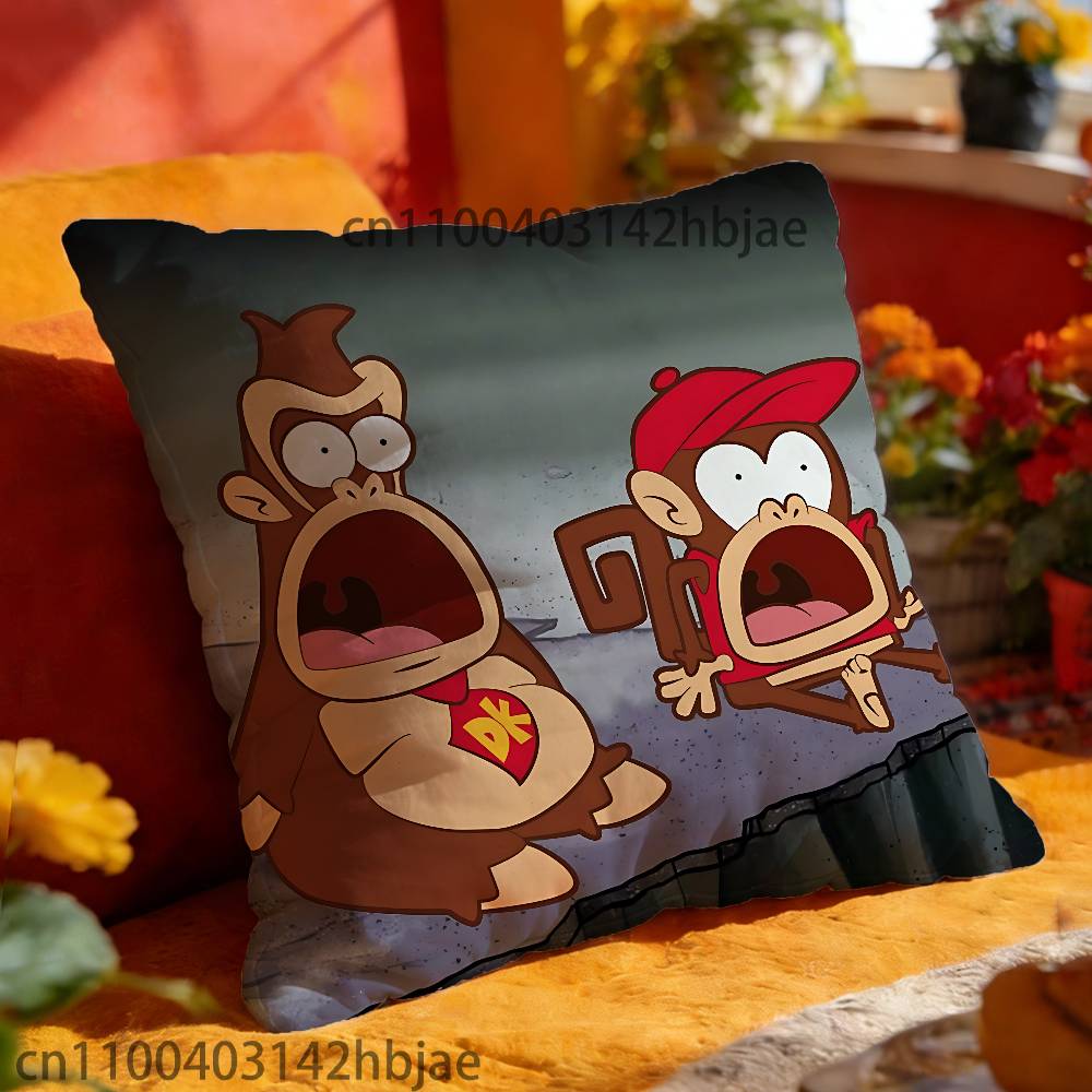 D-DonkeyS K-Kong B-BananzaS Pillowcases Bedroom Living Room Sofa Home Decor Polyester Cushion Cover with Zipper