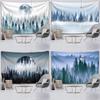 Nordic Mountains Psychedelic Forest Psychedelic Scene Home Decor Tapestry Wall Hanging Bohemian Mandala Yoga Mat Room Wall Decor