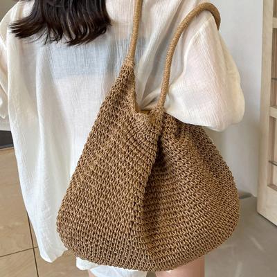 Lazy Wind Große Kapazität Stroh Tasche Weibliche Sommer 100 Schulter Einkaufstasche Meer Urlaub Strand Tasche