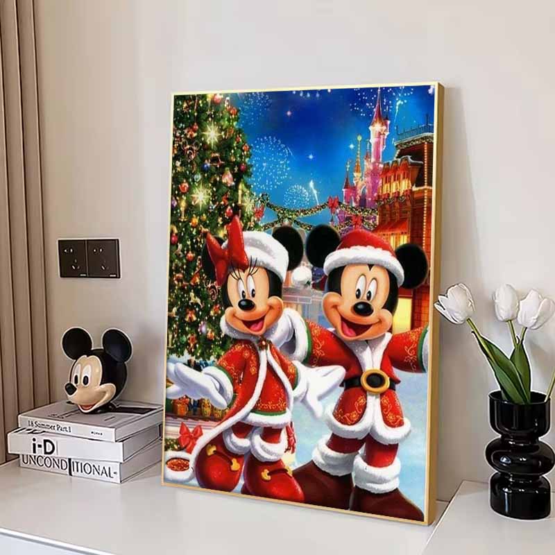Disney Diamond Painting Mickey and Minnie Mouse Christmasthemed Healing Illustrations 5D Diamond Painting Art Embroidery Cross Stitch Room Decoration