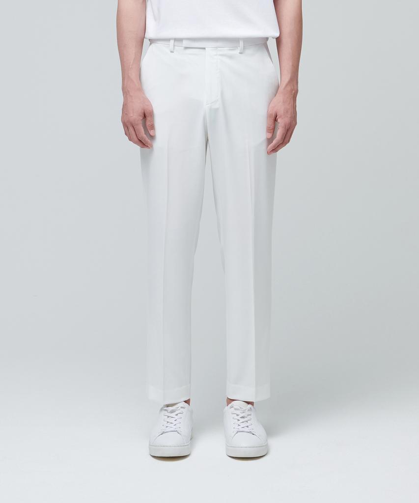 MUSINSA STANDARD Relaxed Tapered Hidden Banding Crop Slacks [White]