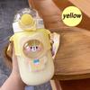 Kids Water Bottle With Straw Summer High Temperature Sticker Cute Plastic Water Cup Drink Portable Student Girl Outdoor