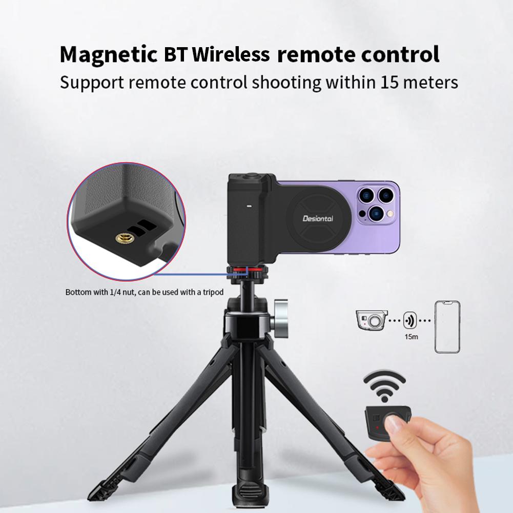 Magnetic Camera Handle Photo Stand, Bluetooth Shutter Smartphone Camera Handle, Selfie Stabilizer, For Smartphone Video Shooting
