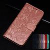 Husa portofel din piele 3D din dantela cu relief pentru flori pentru Samsung Xiaomi Redmi Note Huawei Honor iPhone