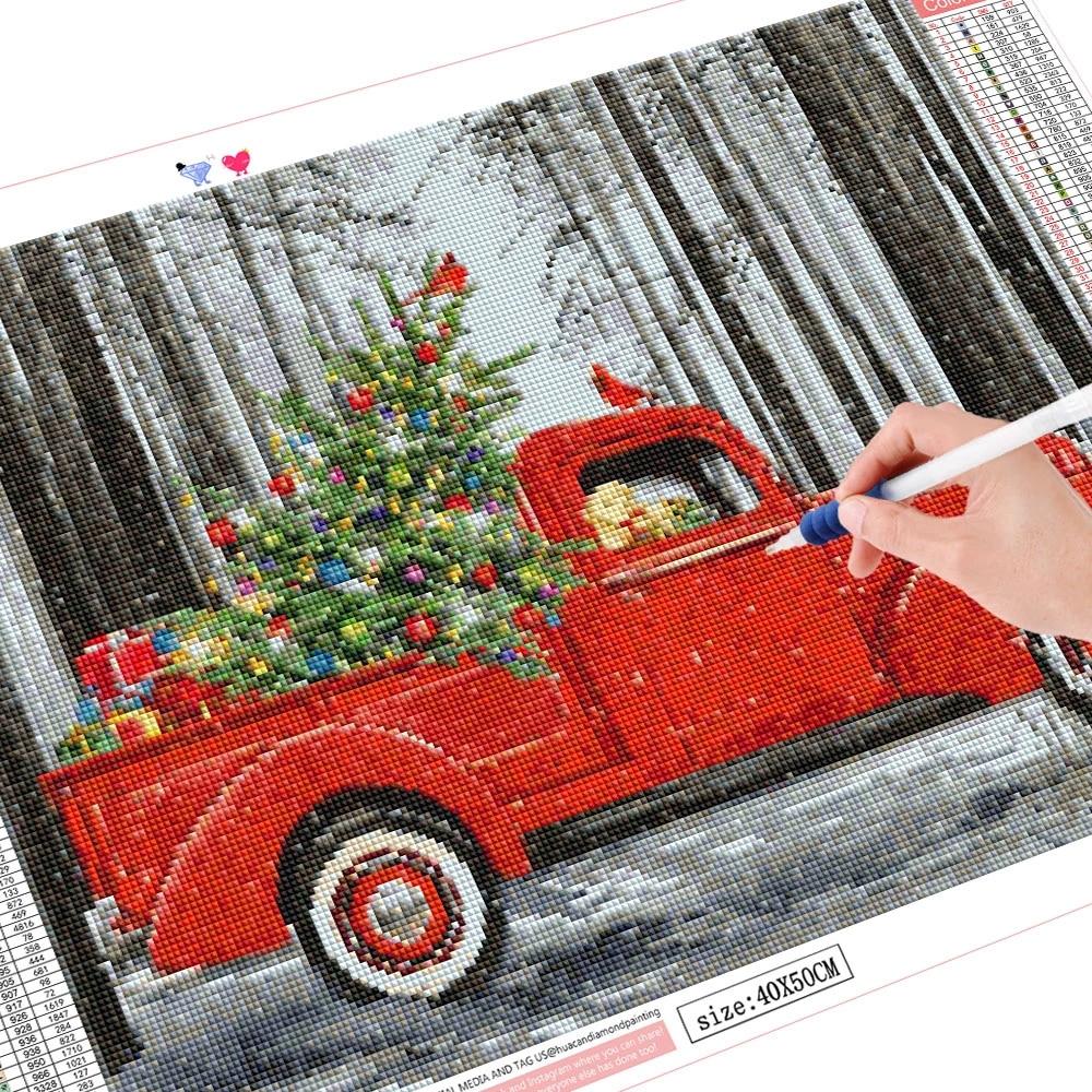Diamond Painting Christmas Tree Full Square Diamond Embroidery Car Cross Stitch Winter Kit Mosaic Landscape Handmade Gift