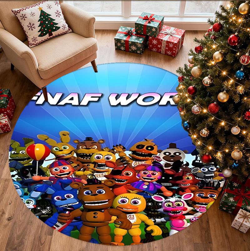 Five Nights at Freddy's Muster Runder Teppich, Innen-/Außenmatte, für Picknick, Spielzimmer, Schlafzimmer, Büro, Wohnzimmer, Heimdeko Teppich, Geburtstagsgeschenk