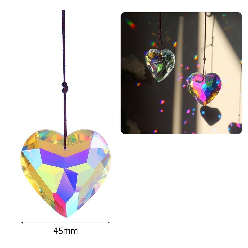 Liebe Herz Kristall Anhänger Wohnkultur Sonnenfänger Windspiele Sonnenlichtfänger Stern Mond Hängendes Regenbogen-Windspiel