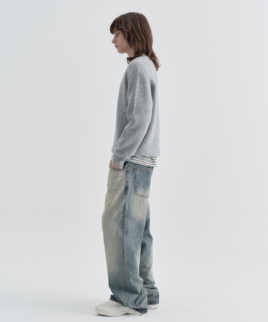 EZIO Plain Round Knit_Melange Gray