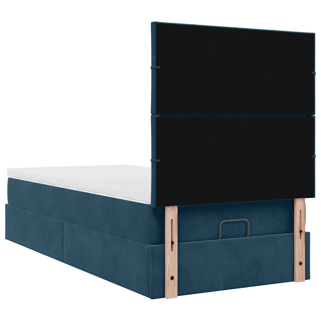 Ottoman Bed with Mattress Dark Blue 80x200 Cm Velvet