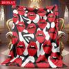 A 2D Red Lips Pattern Themed Flannel Blanket, Featuring Soft High-definition Digital Printing, a Cooling Blanket Suitable for All Seasons! Soft and Br