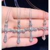 New Cross Gem Crystal Necklace Zircon Micro Set Pendant Womens Collarbone Chain
