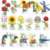 Rose Flower Building Block Flower Eternal Bouquet Prickly Pear Model Plant Decoration Educational Toy For Kids Birthday Gift