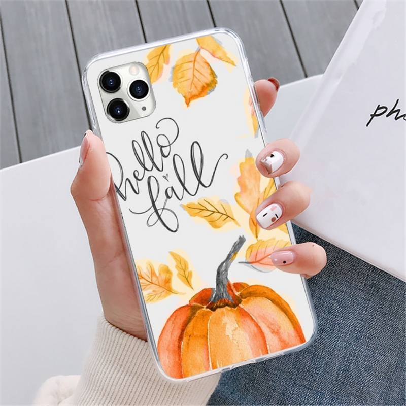Pumpkin Happy Autumn Fall Phone Case For iPhone 18 13 12 5 5s 5c Se 6 6s 7 8 Plus X Xs Xr 11 Pro Max Mini