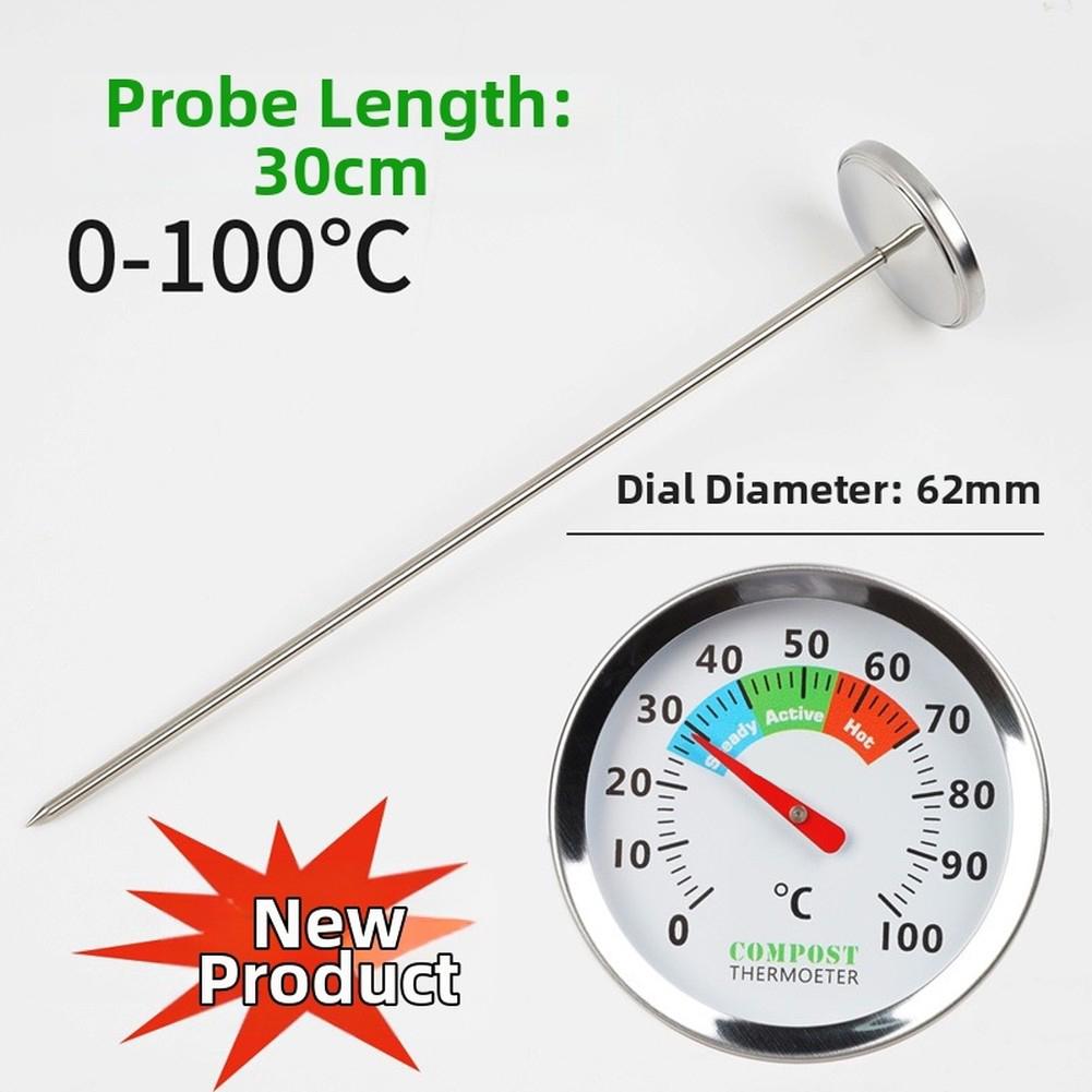 30/50cm Compost Thermometer Accurate With Dial= 30cm50cm Soil Probe For Composting Bins, Outdoor Gardening And Planting(0-100°F)