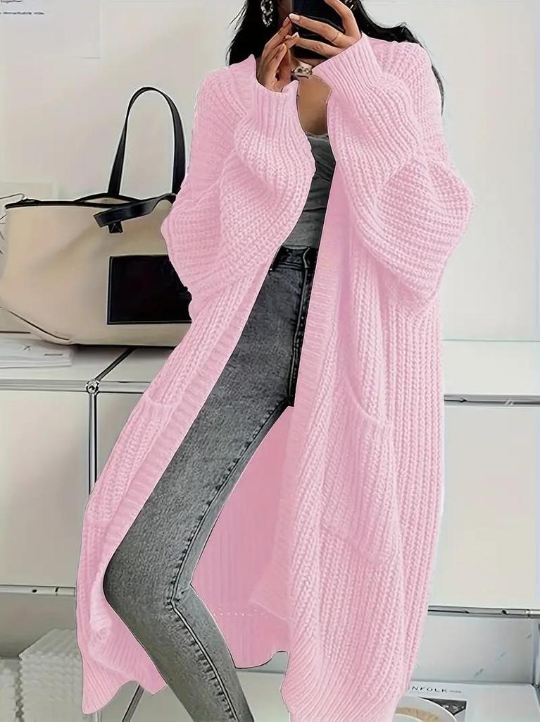 Women's Autumn/Winter Long Knit Cardigan: Loose Fit, Lazy Style, Long Sleeve Base Layer.