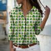 Clover Print Frauen Bluse Frühling Herbst Femme Büro Dame Button Up Turn Down Kragen Shirts
