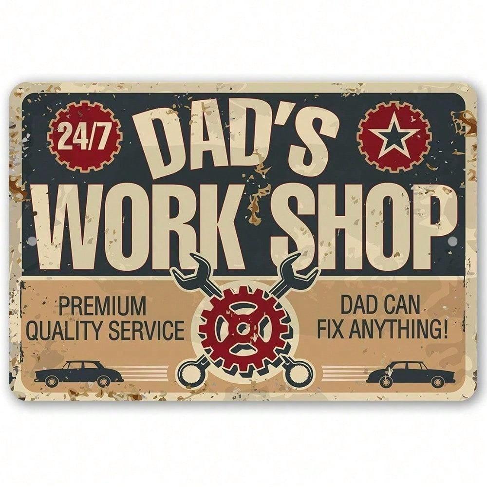 Personalized Metal Wall Art Dad Workshop Sign Father's Day Christmas Gift