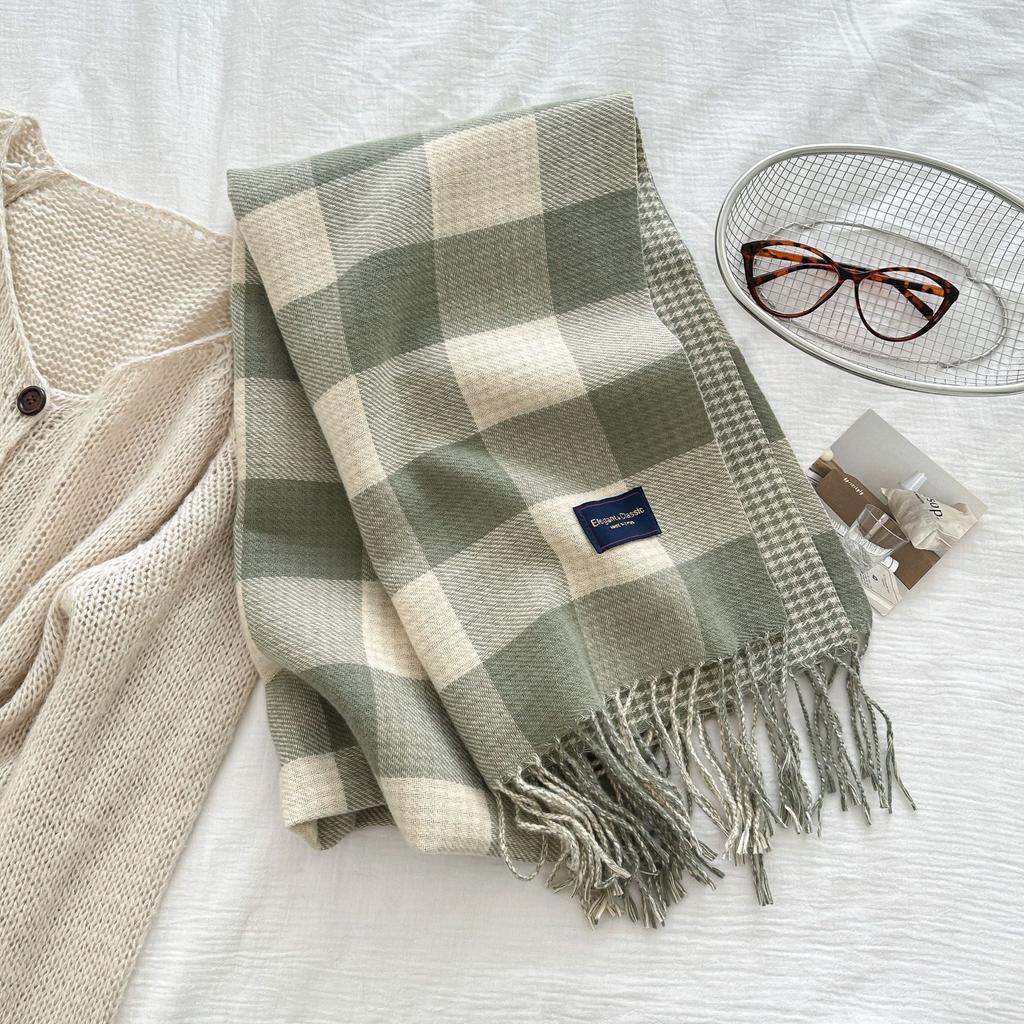 Chic Plaid Scarf for Women - Cozy & Warm, Perfect for Fall/Winter | Versatile Thick Shawl with Tassels
