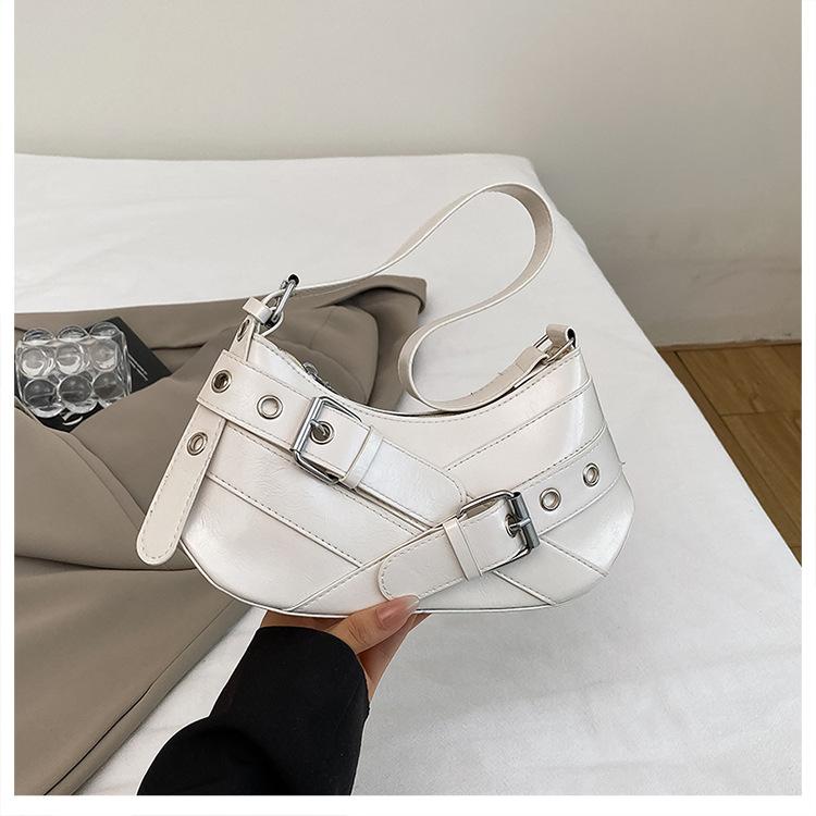 2025 New Trendy Fashion Niche Retro Spice Girl Armpit Bag Locomotive Shoulder Bag Personalized Belt Buckle Trendy Small Bag
