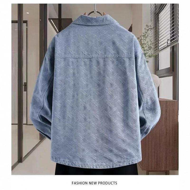 2026 New Trendy Brand Men's Turn-down Collar Denim Jacket, Spring and Autumn Top, High-end Autumn Shirt-style Jacket
