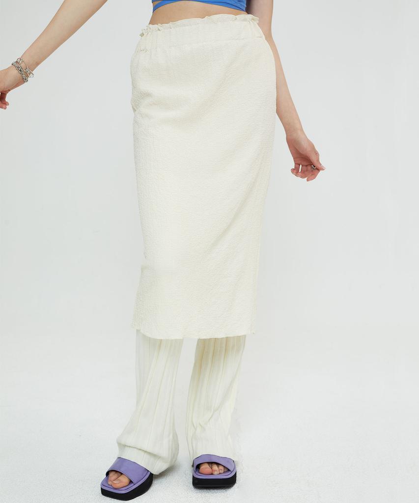 Sperone Woman Relaxed Seersucker Skirt (Cream)
