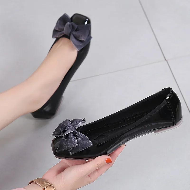 2025 Spring Shoes Women Flats Soft Butterfly Knot Office Lady Shoes Black Pink Red Plus Size 42 D252
