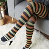 Women'S 50D Nylon Wide Striped Opaque Tights Adult Halloween Horizontal Colorful Stripes Pantyhose For Cosplay, And Daily Wear