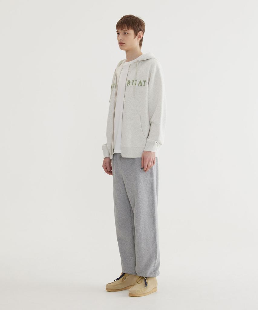 COVERNAT Authentic Logo Zip-Up Hoodie Oatmeal
