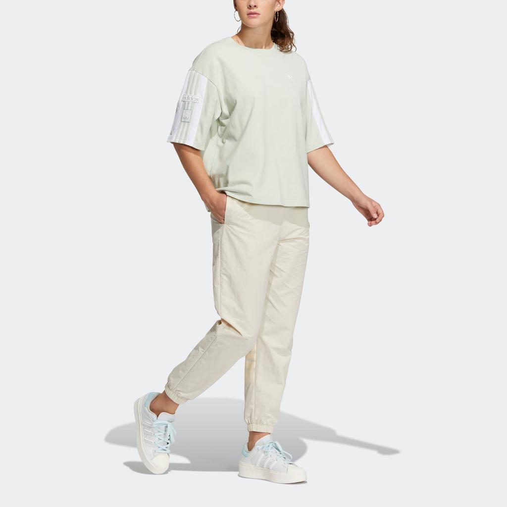 adidas Originals Adibreak Striped Print Sports Tee Women Tops Linen-Green HY4264