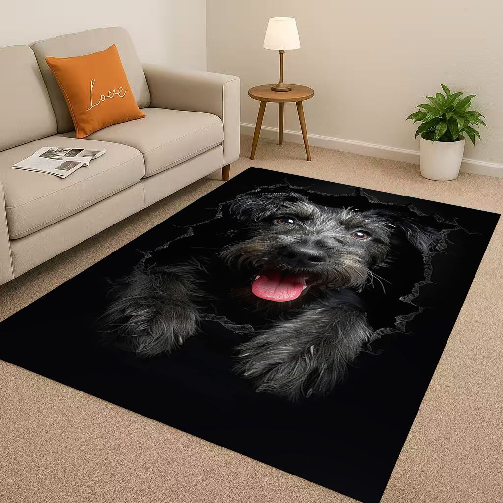 Classic Breaking Wall 3D Illusion Dog Puppy Living Room Non-Slip Area Rug Carpet for Bedroom Playroom Sofa,Home Decor Doormat