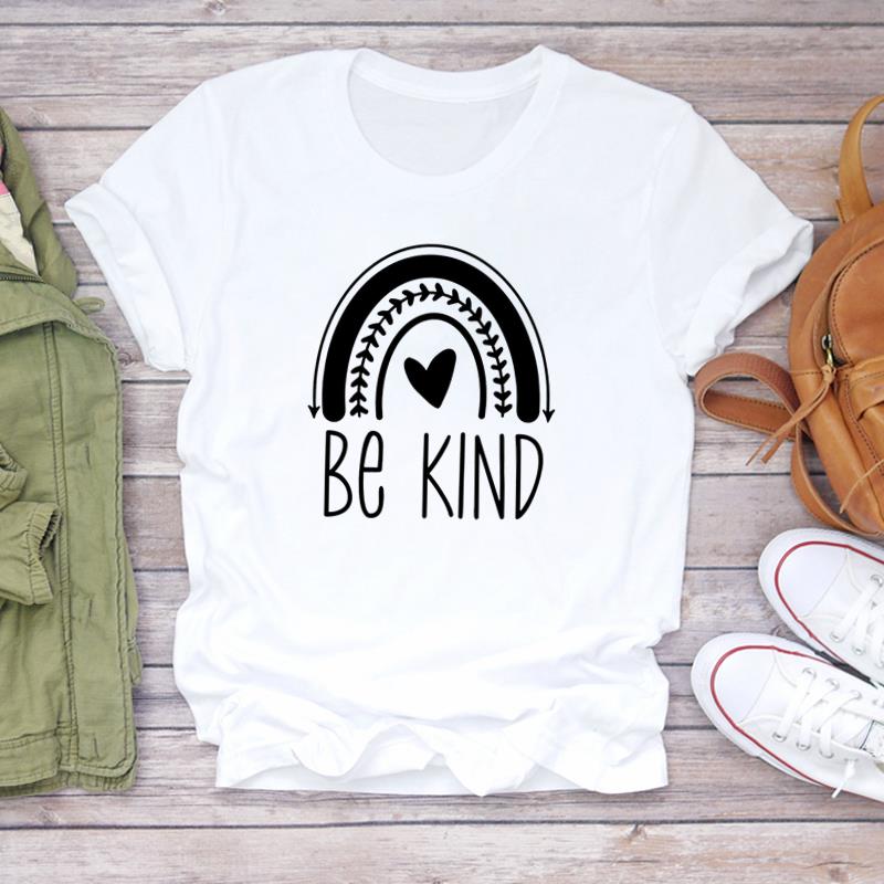 (Asian Size) Tee Top Clothing Lovely Flower Trend Cute Sweet Short Sleeve Women Print Lady Female Fashion Tshirt Casual Graphic T-shirt