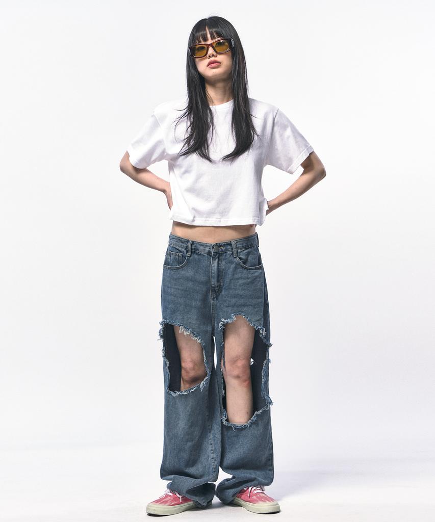 C WEAR BY THE GENIUS Oversized Crop T-Shirt White