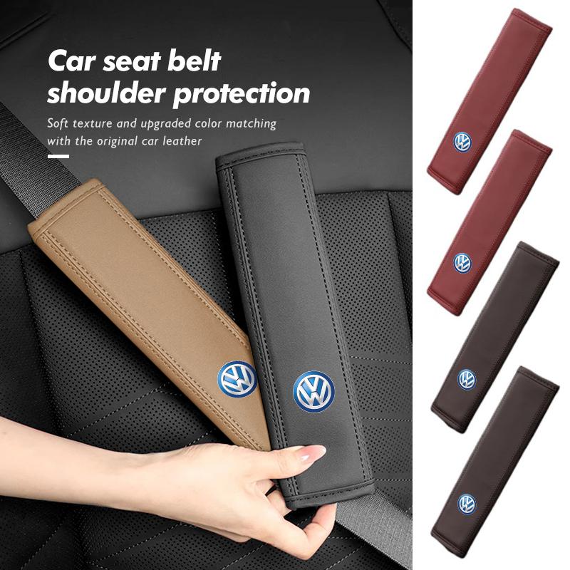 For Volkswagen VW Universal Car Safety Belt Shoulder Cushion Leather Cover Relief Pad Scirocco Passat Polo B5 B6 B7 CC Tiguan Xs9