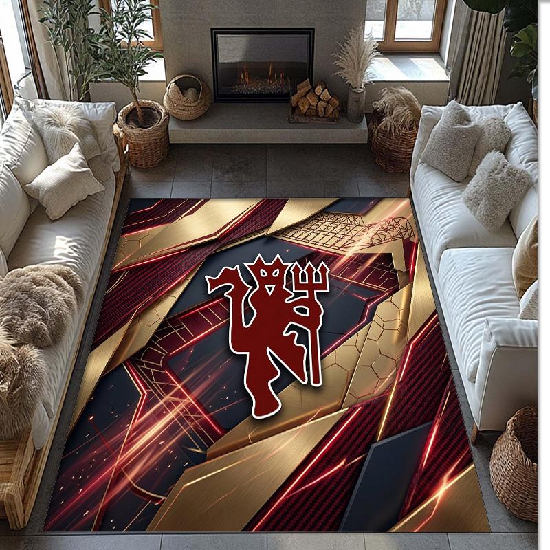 Manchester United Printed Flannel Area Rug Non Slip Soft Polyester Floor Carpet Indoor Decor Mat for Bedroom Living Room Sofa