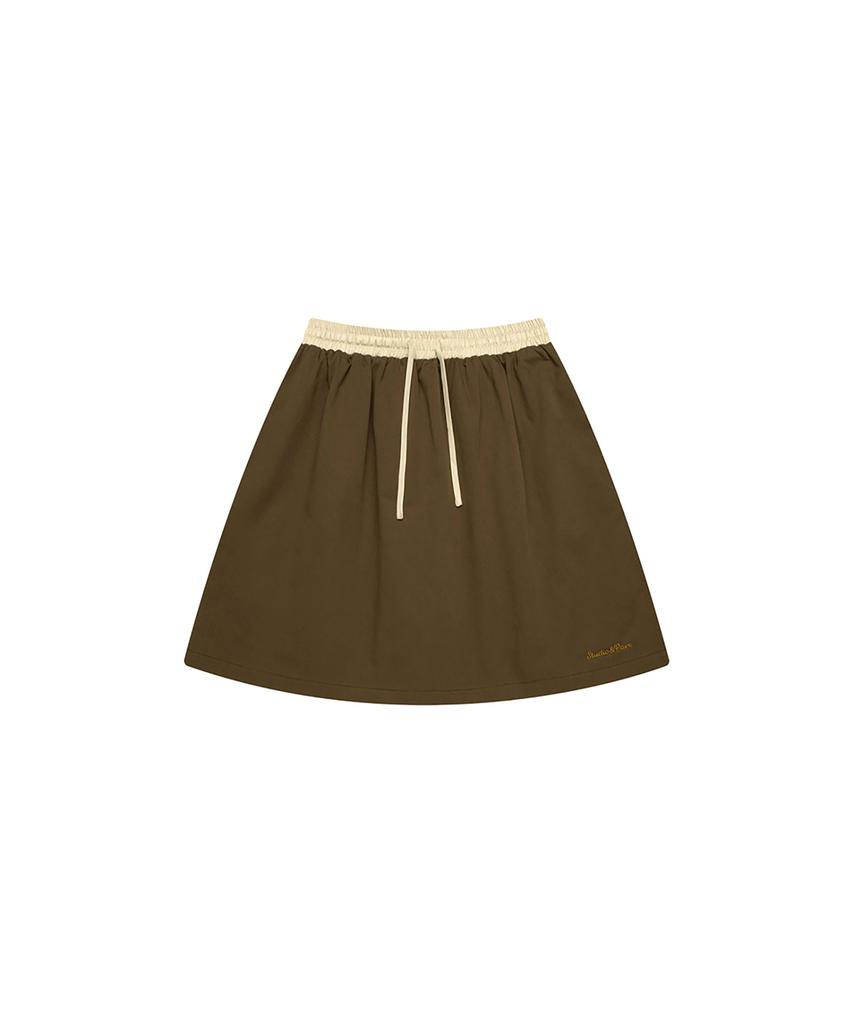 Seutyudioaenpaleukeu Contrast Waist Skirt With Inner Shorts_Brown