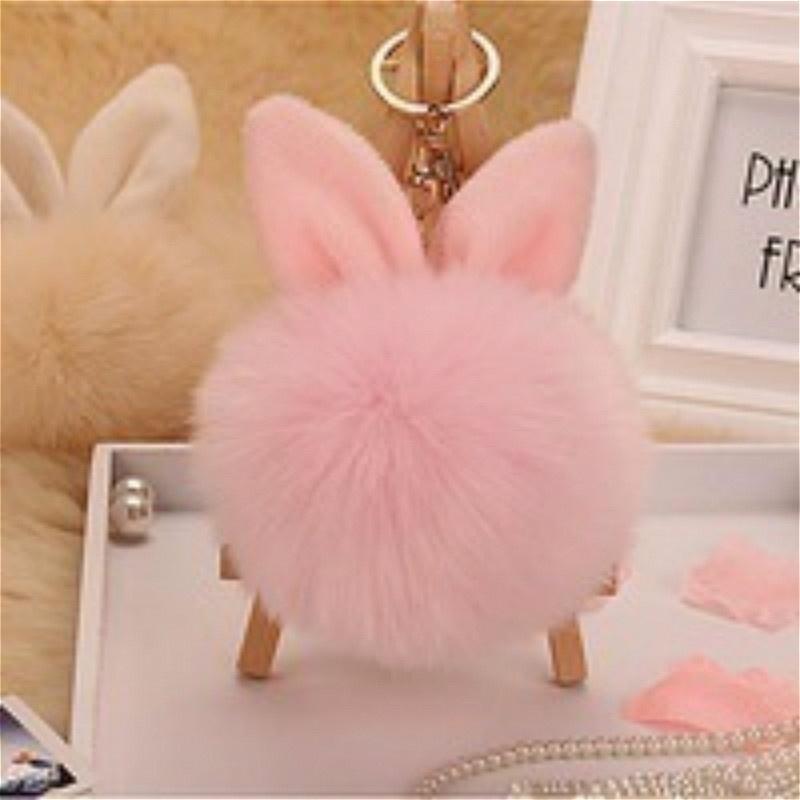 Beliebte Pompon Flauschige Nachahmung fourrure Porte Clef Pompom Kaninchen Ohr Fell Ball Schlüsselanhänger Ringe