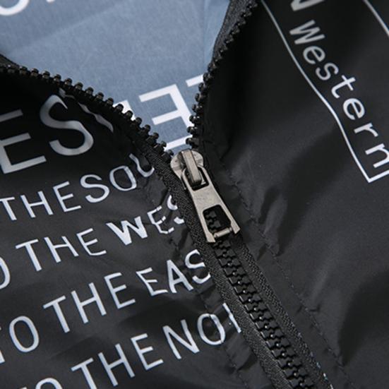 Giacca da Uomo con Cappuccio Chiusura a Zip Anti-UV Traspirante Antivento Uso Quotidiano Polsini Elasticizzati Stampa a Lettere Giacca Cappotto per la Vita Quotidiana