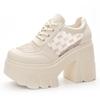 Fashion 10CM High Quality Women's Sandals Genuine Leather 2024 New Summer Heel High Mesh Women Sandals Platform High Heel Sandals Women