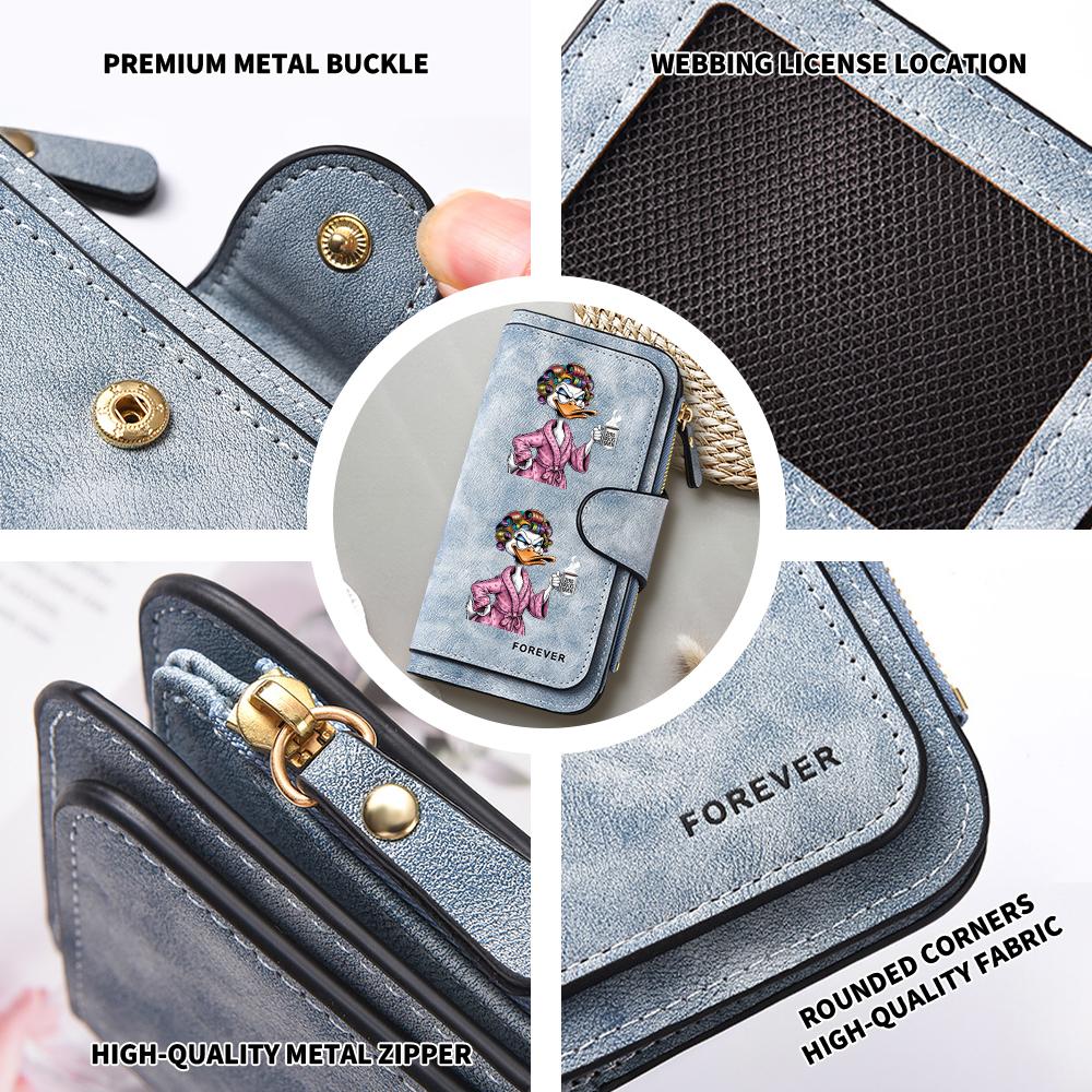  Cute Duck Printed Denim Style Women Casual Long Wallet Portable Daily Card Holder